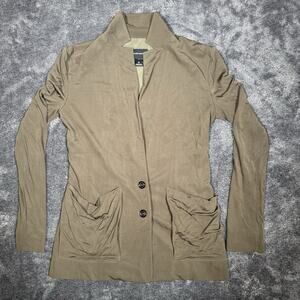 Club Monaco Womens Open Front Blazer Jacket Olive Green Size 00